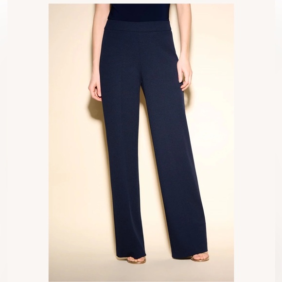 Joseph Ribkoff Midnight Blue Jacket and Scuba Crepe Wide Leg Pull On Pants 12 - Picture 13 of 14
